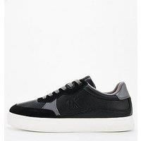 Calvin Klein Jeans Classic Cupsole Suede Trim Lace Up Sneakers - Black/White
