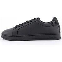 Calvin Klein Woven Heel Leather Lace Sneakers - Black