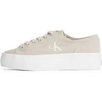 Calvin Klein CK Jeans Women Vulc Flatform Low CV MG YW0YW01763 Low Top, Beige, 3.5 UK