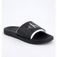 Calvin Klein Neoprene Logo Sliders - Black/White