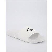 Calvin Klein CK JEANS Men SLIDE MONOGRAM CV YM0YM01271 Slides, White, 7 UK