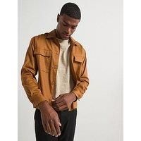 Calvin Klein Linen Blend Stretch Fabric Overshirt - Brown