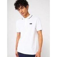 Calvin Klein Pique Tipped Logo Polo Shirt - White