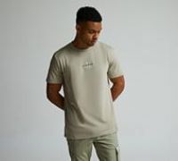 Calvin Klein Men/'s Short Sleeve Monologo Cotton T-Shirt, Beige (Aluminum), S