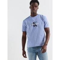 Calvin Klein Men/'s Short Sleeve Monologo Shift Cotton T-Shirt, Blue (Tempest), S