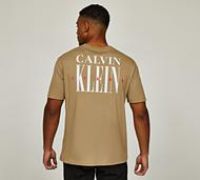 Calvin Klein Jeans Serif Font Graphic T-Shirt - Beige - Size S