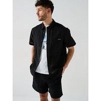 Calvin Klein Jeans Linen Cotton Short Sleeve Shirt - Black
