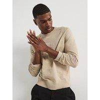 Calvin Klein Slub Texture Crew Neck Knitted Jumper - Cream