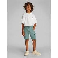 Calvin Klein Jeans Boys Peached Terry Cargo Short - Green