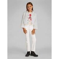 Calvin Klein Jeans Girls White Denim Jacket - White