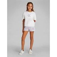 Calvin Klein Jeans Girls Metallic Ck Short Sleeve T-Shirt - White