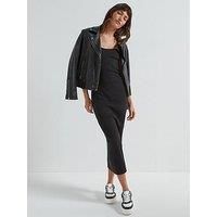 Calvin Klein Jeans Label Logo Ribbed Bandeau Dress - Black