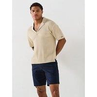 Calvin Klein Open Knit Polo Shirt - Cream