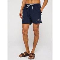 Calvin Klein Men’s Medium Drawstring Swim Shorts with Logo, Blue (Dark Sapphire), XXL