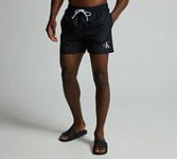 Calvin Klein Men’s Medium Drawstring Swim Shorts with Logo, Black (Pvh Black), XL