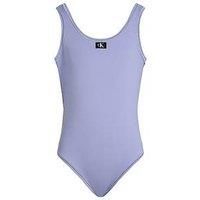 Calvin Klein Girls’ Backless Swimsuit, Purple (Persian Violet), 10-12 Years