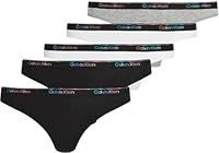 Calvin Klein Women/'s 5 Pack Bikini Briefs with Logo Waistband, Multicolor (Black/White/Black/Gry Htr/White), M