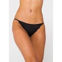 Calvin Klein Lace Trim String Bikini Brief - Black