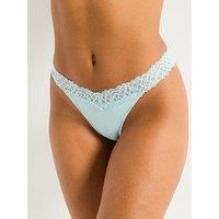 Calvin Klein Women’s Thong with Lace, Blue (Ether), L