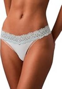 Calvin Klein Women’s Thong with Lace, Blue (Ether), XL