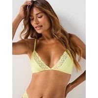 Calvin Klein Soft Stretch Lace Wire Free Triangle Bralette - Yellow
