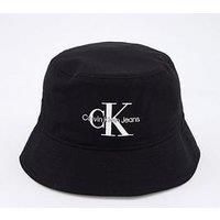 Calvin Klein Men’s Monologo Embroidery Cotton Bucket Hat, Black (Black), One Size