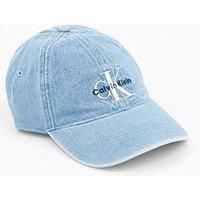 Calvin Klein Monologo Embroidered Denim Cap - Light Wash