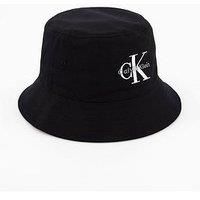 Calvin Klein Monogram Logo Embroidery Bucket Hat & Black