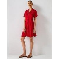 Tommy Hilfiger Viscose Twill Shirt Mini Dress - Red