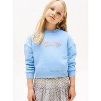 Tommy Hilfiger Girls Script Sequin Sweatshirt - Blue