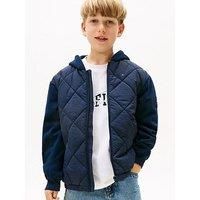 Tommy Hilfiger Boys Mix Media Quilted Jacket - Navy