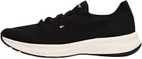 Tommy Hilfiger Women’s Knit Low Top Runner Trainers, Black (Black), 5