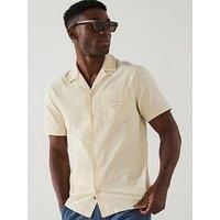 Tommy Jeans Cord Regular Fit Camp Short Sleeve Shirt - Beige