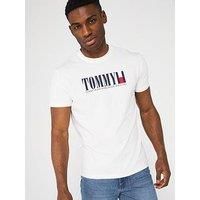 Tommy Jeans Mens TJM Reg DNA Flag Tee Ext Dm0dm21941 S/S T-Shirt, White (Ecru), XL UK