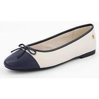 Tommy Hilfiger Women’s Toe Cap Leather Ballet Pumps, Off-White (Newsprint), 7