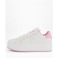 Tommy Jeans Women/'s Tjw Flatform Patent Sneaker En0En02864 Low Top, White (Ecru/Carnival Pink), 6 UK