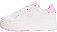 Tommy Jeans Women/'s Tjw Flatform Patent Sneaker En0En02864 Low Top, White (Ecru/Carnival Pink), 7.5 UK
