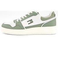 Tommy Jeans Men/'s TJM Retro Basket Em0Em01610 Low Top, White (Ecru/Aruba Green), 9 UK