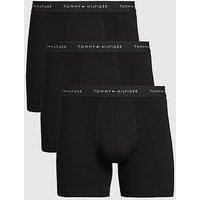 Tommy Hilfiger Men’s 3 Pack Boxer Briefs with Logo Waistband, Black (Black/Black/Black), XL