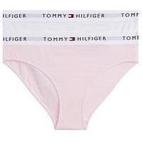 Tommy Hilfiger Girls 2 Pack Bikini Briefs - Light Pink/White