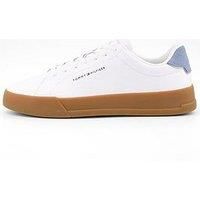 Tommy Hilfiger Essential Leather Gumsole Court Trainers - White/Blue