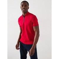 Tommy Hilfiger Interlock Zip Regular Fit Polo Shirt - Red