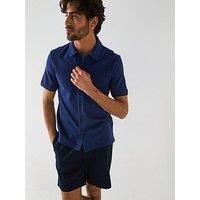 Tommy Hilfiger Regular Fit Pique Short Sleeve Shirt - Navy