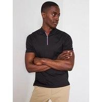 Tommy Hilfiger Interlock Zip Regular Fit Polo Shirt - Black