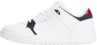 Tommy Hilfiger Men’s Leather Basketball Trainers, White (White), 10