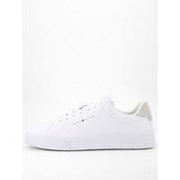 Tommy Hilfiger Essential Leather Court Trainers - White/Grey