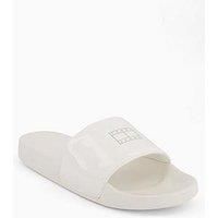 Tommy Jeans Women/'s Flag Pool Slide Patent En0En02901, White (Ivory), 7 UK