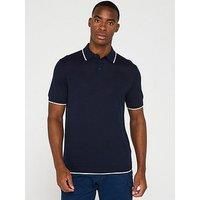 Tommy Hilfiger Linen Knitted Short Sleeve Polo Shirt - Navy