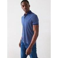 Tommy Hilfiger Liquid Cotton Regular Fit Striped Polo Shirt - Navy
