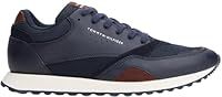 Tommy Hilfiger Men’s New EVA Mix Leather Runner Trainers, Blue (Desert Sky), 8